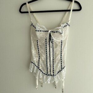 Vintage Made in Canada white lace corset